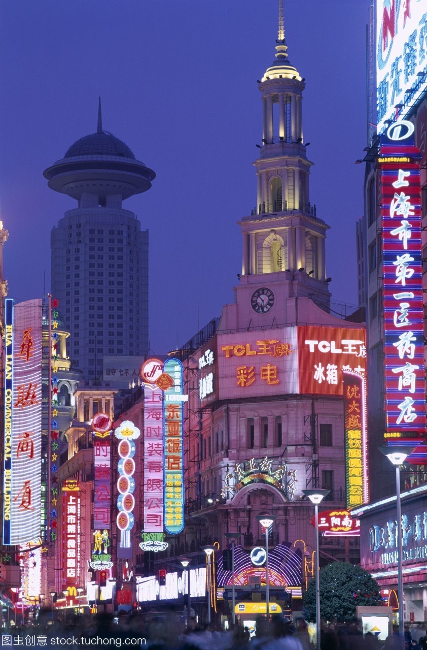中國,上海,南京路/步行街/夜景